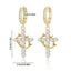 Rotating Crown Cross Earrings Set with Zircon - Korvel