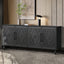 Carved Flower Door Large Storage Cabinet With Metal Handle Suitable For Living Room, Kitchen, Entryway(BLACK) - Korvel