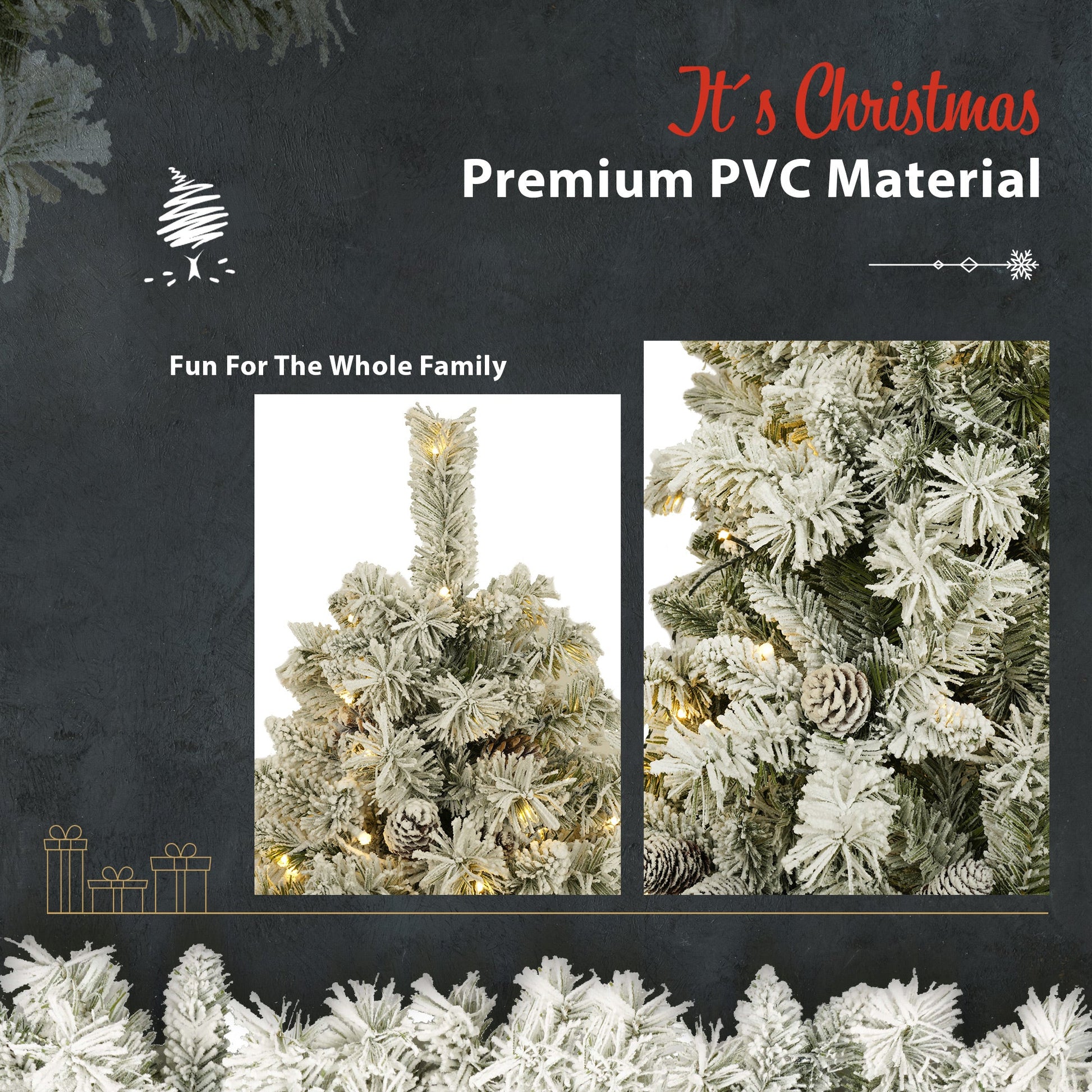 A set of 4 artificial Christmas trees, including flower garlands, flower garlands, and 2 entrance trees, with LED lights - Korvel