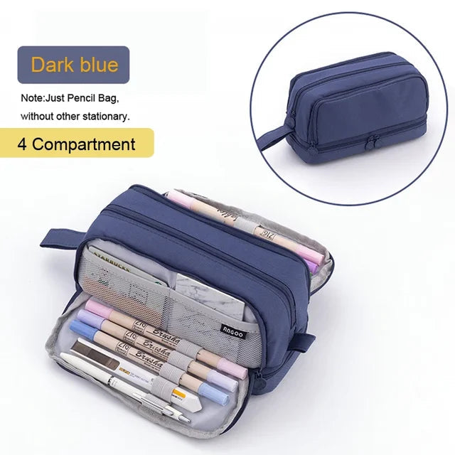 Student essential learning supplies multifunctional large capacity stationery bag pencil case - Korvel