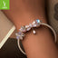 Silver Charm Pink Butterfly DIY Silicone Positioning Bracelet with Separated Beads Romantic Spring Day s925 Pure Silver Beads Loose Beads - Korvel