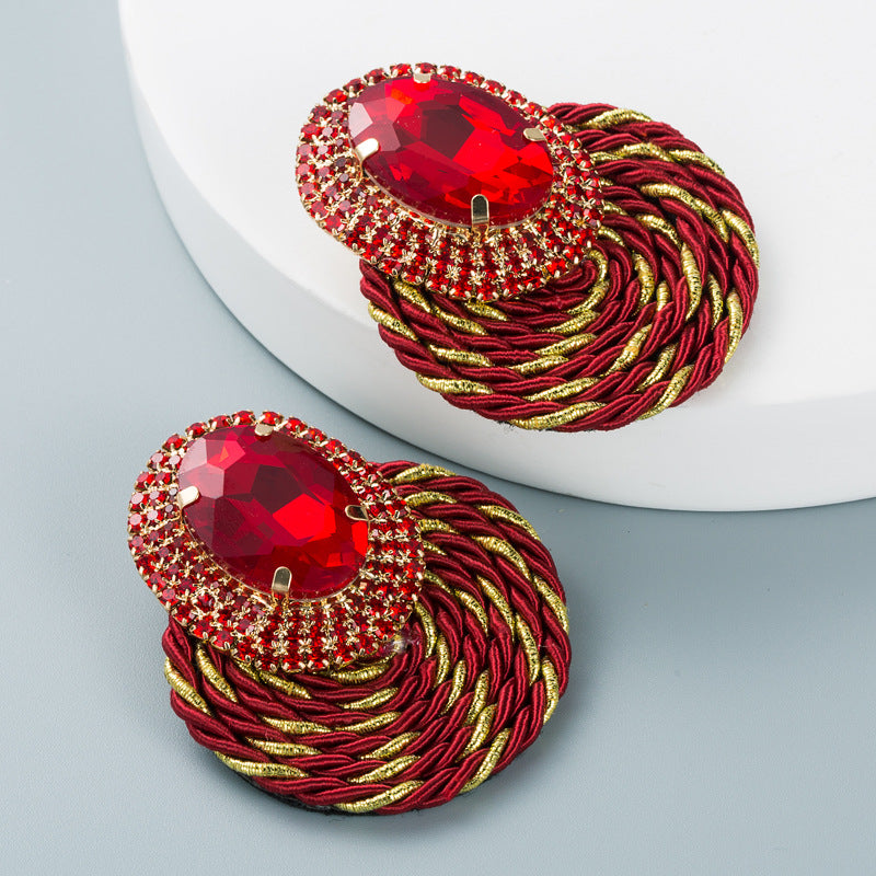 Boucles d'oreilles en verre diamant ovale exagéré - Élégance artisanale