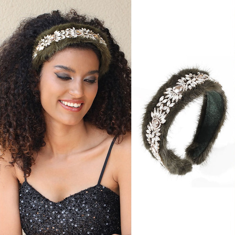 Versatile glass diamond full diamond mink velvet hair accessory - Korvel