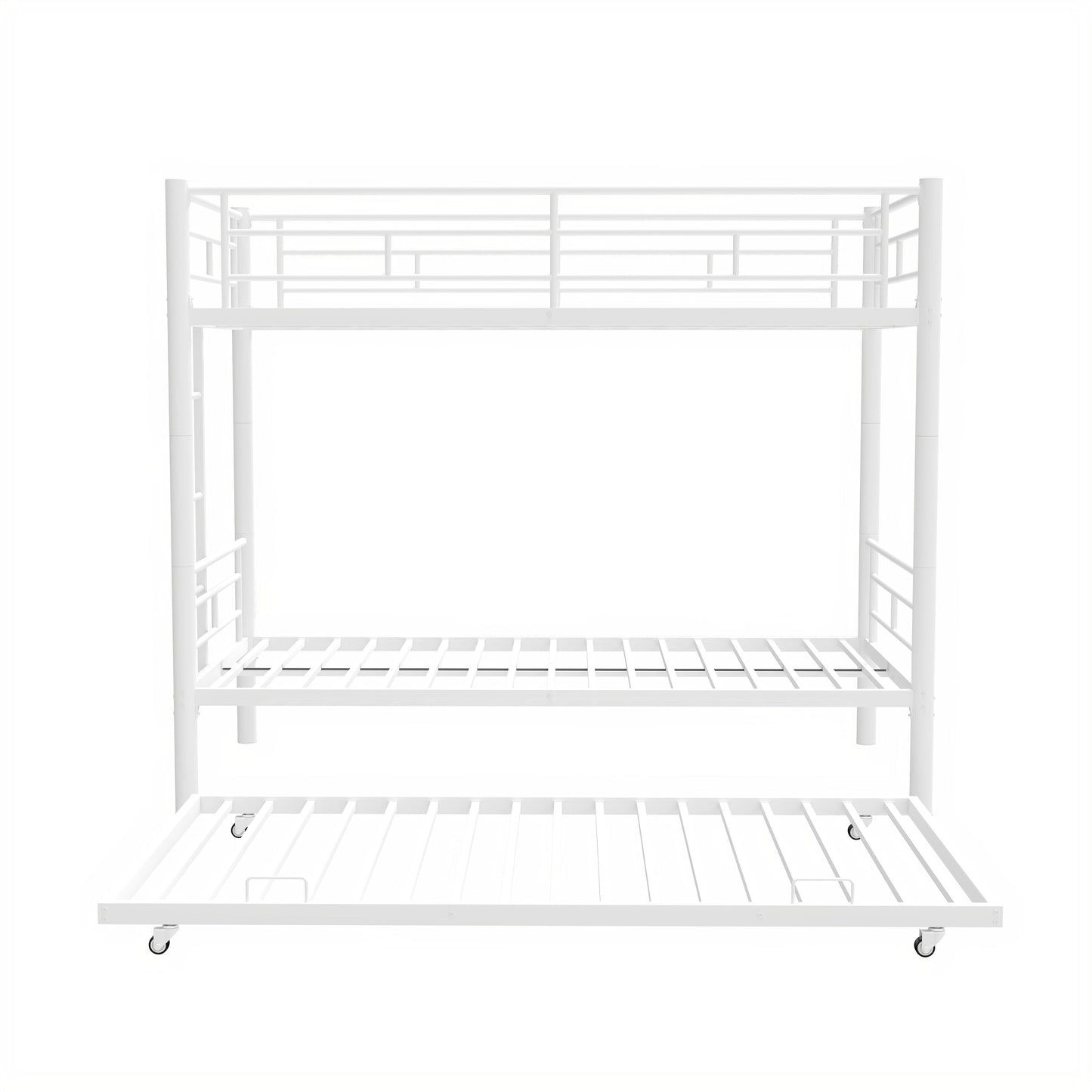 Cama litera resistente de dos camas individuales con cama nido - Blanca