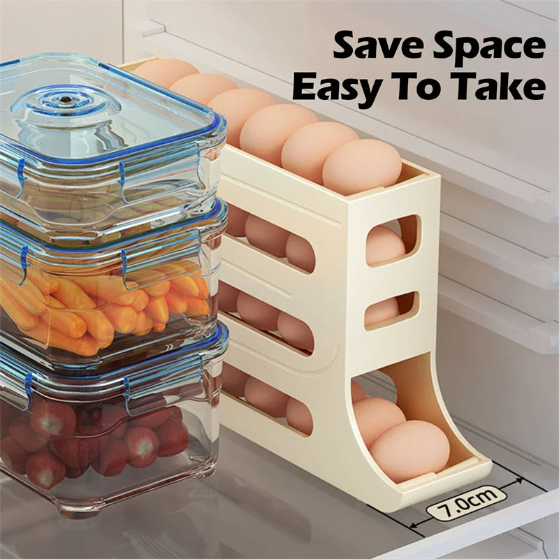 Refrigerator Egg Storage Box Automatic Scrolling Egg Holder Kitchen Large Capacity Dedicated Rolling Egg Storage Box for Kitchen - Korvel