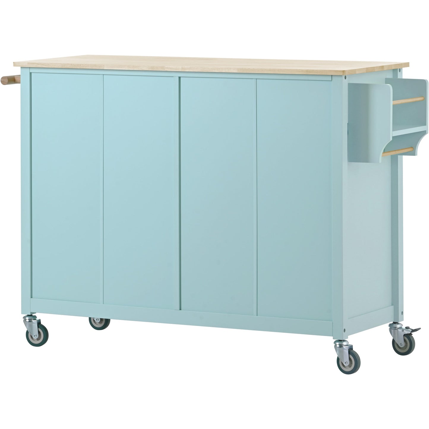 Mint Green Kitchen Island Cart with 4 Doors and Drawers