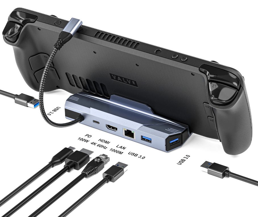 Station d'accueil 6-en-1 pour Steam Deck avec HDMI 4K et ports USB