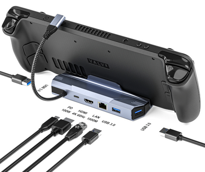 6-in-1 Steam Deck Docking Station with 4K HDMI and USB Ports