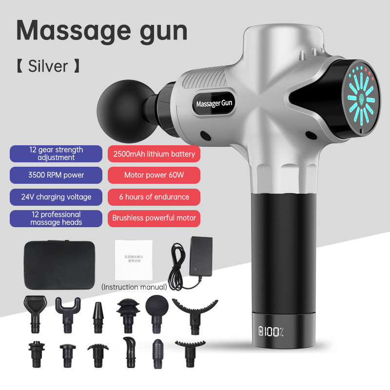 24V  Lcd Touch Adjustment 12 Gears Lcd Screen Sports Muscle Deep Tissu Fascia Mini Massage Gun With Lcd Display - Korvel