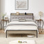 Premium Grey Full Size Bed Frame with Charging Station