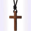 Light coffee walnut black walnut solid wood cross pendant necklace sweater chain for women - Korvel