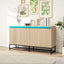 Engraved 4-door side panel with LED, self-service cabinet storage cabinet, modern coffee bar cabinet with adjustable shelves - Korvel