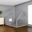Full Size Wood House Bed with Window and Fence  Gray - Korvel
