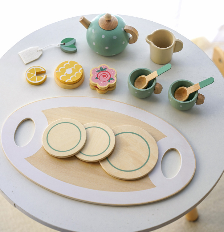 Children's Home Afternoon Tea Desserts Cake Sales Teapot Cups Tea Set Wooden Christmas Toys Gifts - Korvel
