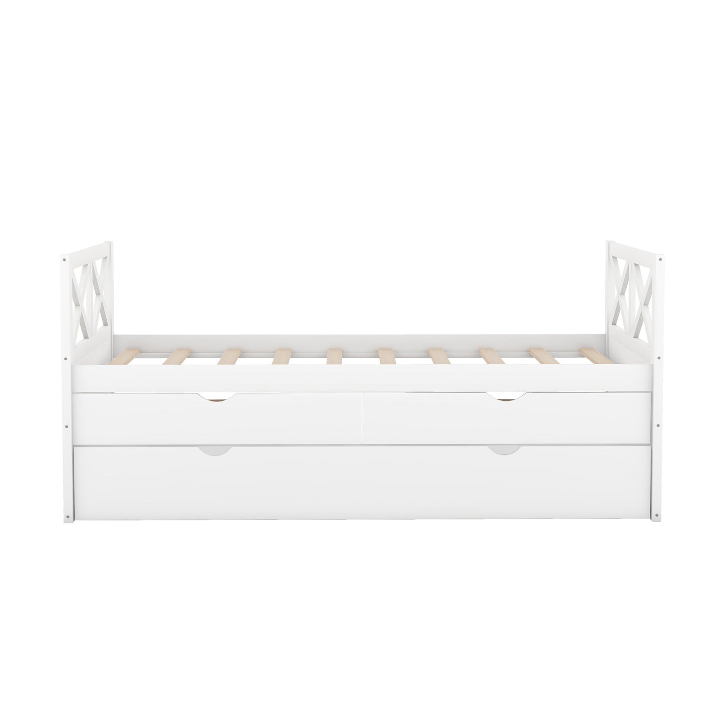 Multi-Functional Daybed with Drawers and Trundle - White