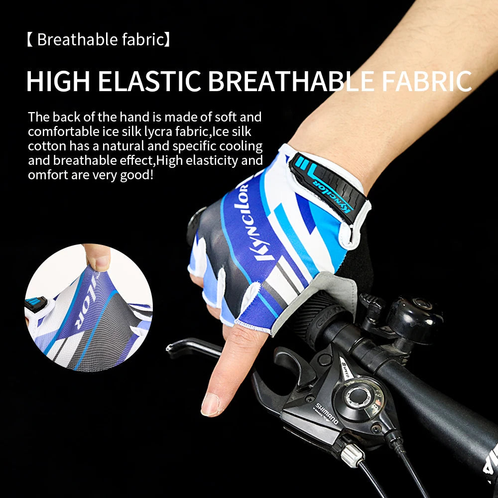 Outdoor cycling half finger gloves men's and women's sports fitness breathable Lycra short finger cycling gloves - Korvel