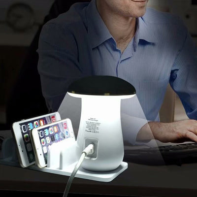 Multi Port Quick charger 3.0 Mushroom Lamp QC3.0 Charge for smart phone  Led Lamp USB Charging Station Dock - Korvel