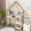 House-shaped Wooden writing Desk Kids study Table Bookshelf & Toy Storage Natural - Korvel