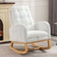 Accent Rocking Chair with Footrest High Back Rubber Wood Rocking Legs Bedroom Living Space 26.77D X 38.36W X 39.76H Inch - Korvel