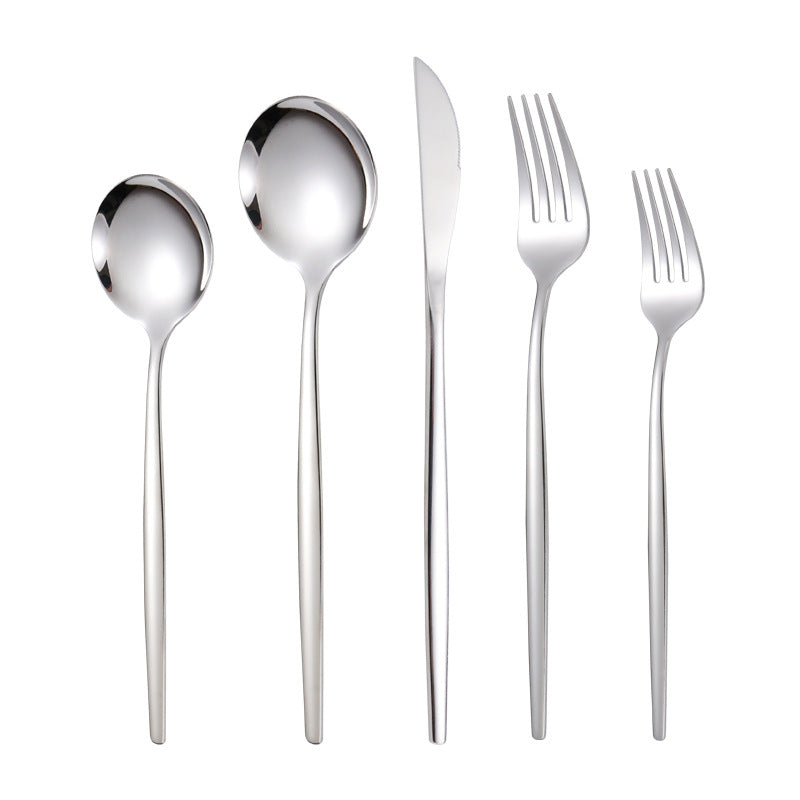 Portuguese Stainless Steel Knife Fork Spoon Golden Steak Knife Fork Set Four-Piece Tableware Set - Korvel