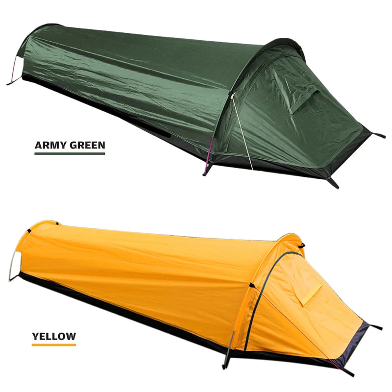 Camping Single Person Tent Ultralight Compact Outdoor Sleeping Bag Tent Larger Space Waterproof Backpacking Tent Cover Hiking - Korvel