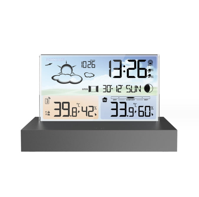 Premium Transparent Glass Weather Clock with Color Screen