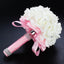 White Ivory Bridal Bridesmaid Flower Wedding Bouquet Artificial Flower Rose Bouquet Crystal Bridal Bouquets - Korvel
