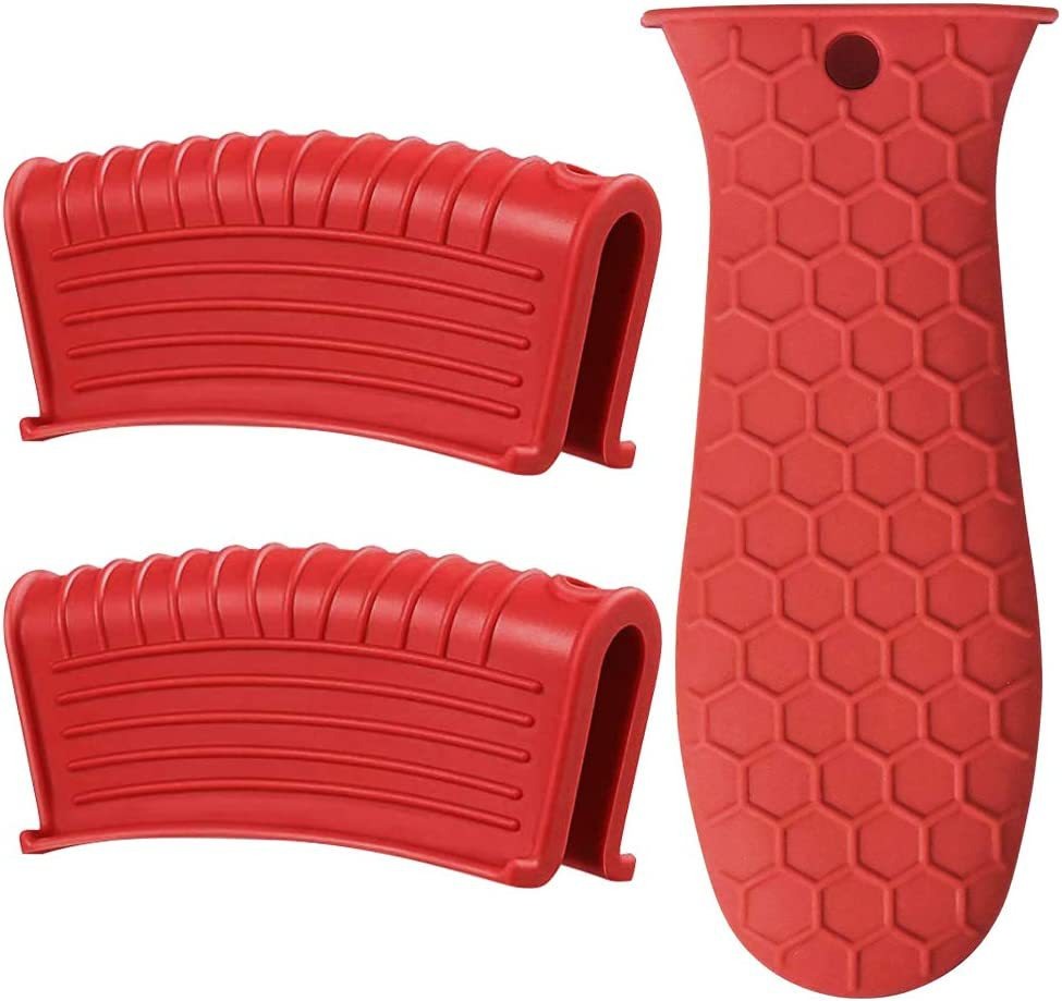 Silicone insulated pot handle sleeve set high-temperature resistant and anti slip pot ear clip anti scald hand clip - Korvel
