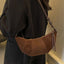 PU Leather Strap Suede Shoulder Bag - Korvel