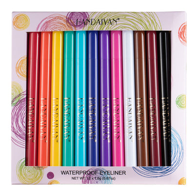 HANDAIYAN 12 Color Matte Eyeliner Set - Quick-Drying & Smudge-Resistant