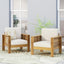 ( Set of 2) Outdoor Acacia Wood Club Chairs with Cushions, Teak+Beige, 27.75"D x 32"W x 27.75"H - Korvel