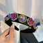Fashionable glass inlaid diamond wide edge sponge hair hoop - Korvel
