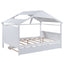 Wood Full Size House Bed with Twin Size Trundle and Storage  White - Korvel
