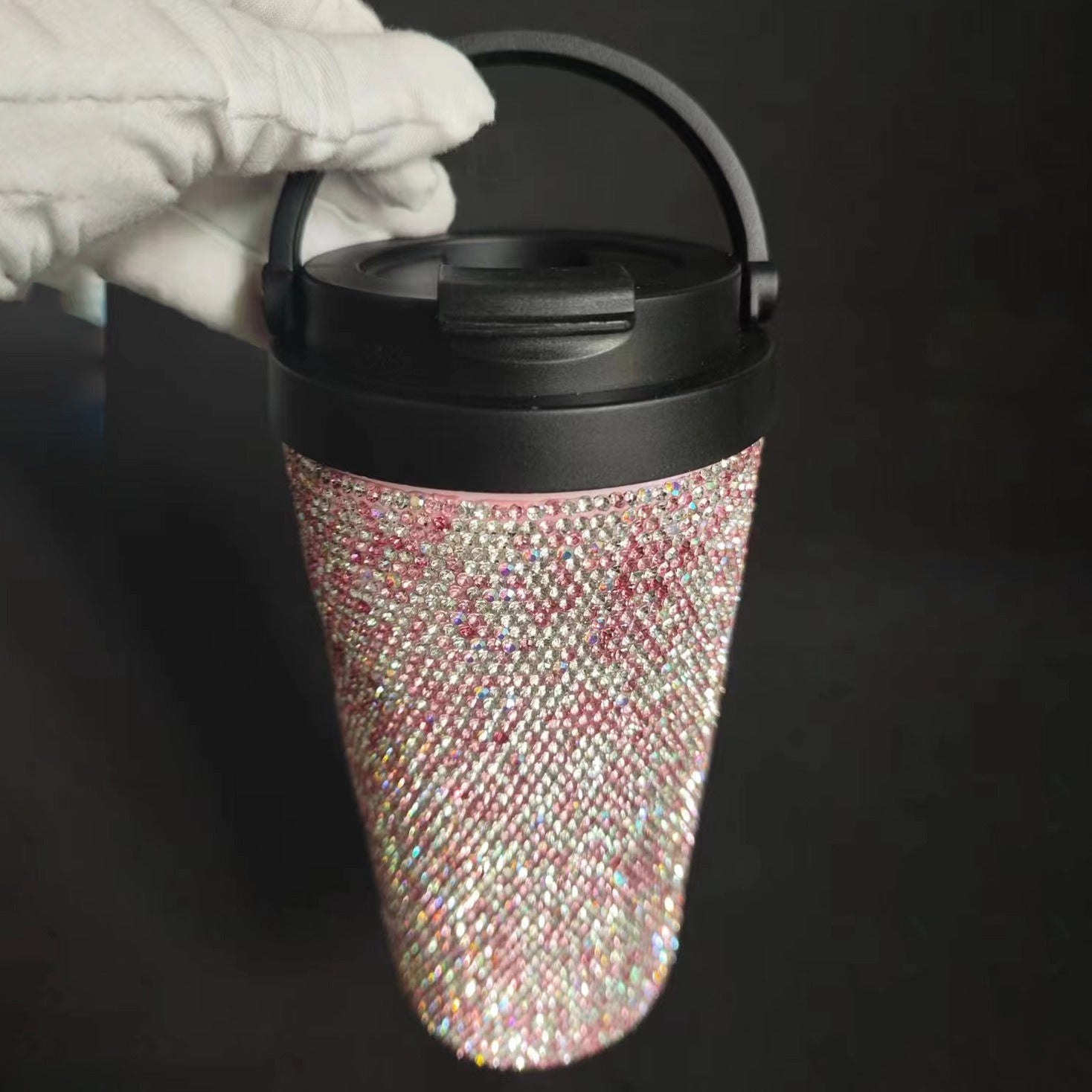 Diamond inlaid vacuum stainless steel coffee cup creative handle insulated cup vacuum portable car cup - Korvel