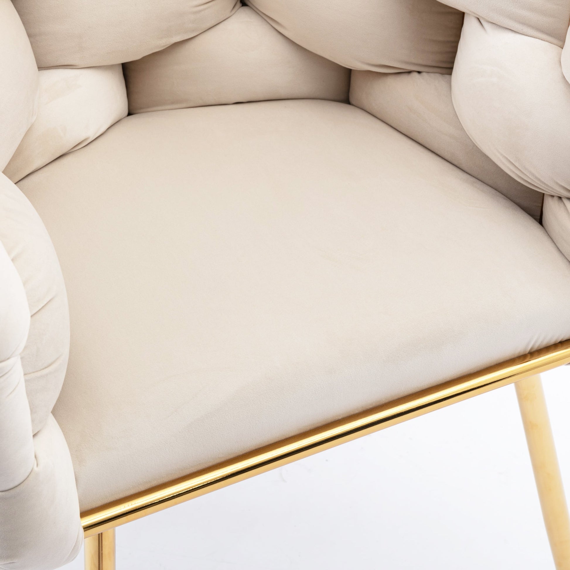 Luxury modern simple leisure velvet single sofa chair bedroom manicure table back chair beige - Korvel
