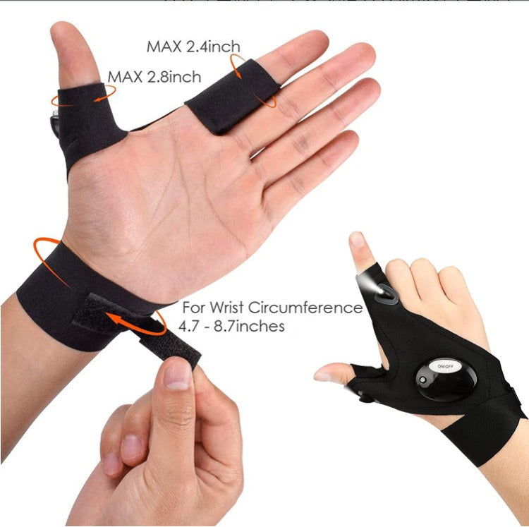 LED Light Gloves for Fishing, Camping, and Running