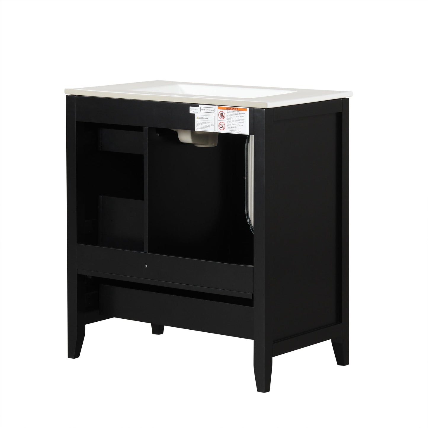 Meuble de salle de bain noir de 30" avec évier et rangement