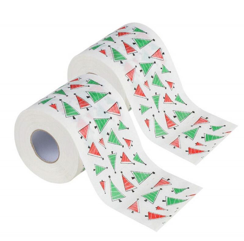 Christmas Pattern Printing Roll Toilet Paper Household  Tissue Bathroom Web Q0KD - Korvel
