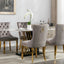 Tufted solid wood velvet cushioned dining chair, gold-plated stainless steel nail leg heads, 2 pieces in gray and gold - Korvel
