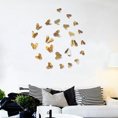 12pcs 3D Hollow Butterfly Wall Sticker for Home Decor DIY Butterflies Fridge stickers  Room Decoration Party Wedding Decor - Korvel