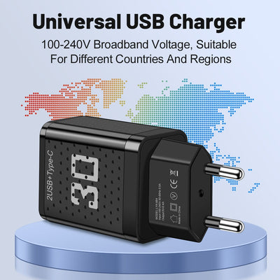 Mobile phone charger 2.4A PD+2 USB charging head Travel charging head - Korvel