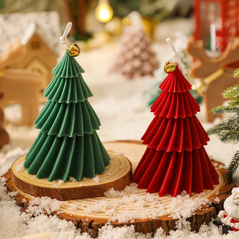 Cute Christmas Tree Candles Novelty Christmas Gifts Mini Wax Candle Red Green Scented Candles for Home Decor - Korvel