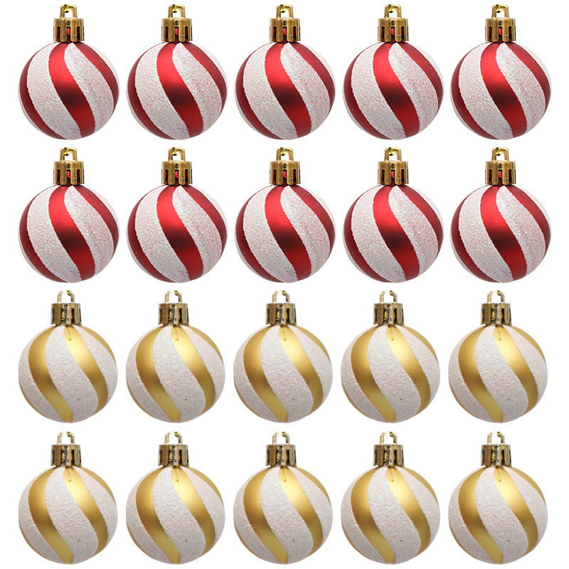 Christmas Ball Decoration Red and White Threaded Christmas Tree Hanging Decoration Hand drawn Christmas Ball Plastic - Korvel