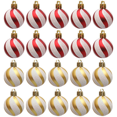 Christmas Ball Decoration Red and White Threaded Christmas Tree Hanging Decoration Hand drawn Christmas Ball Plastic - Korvel