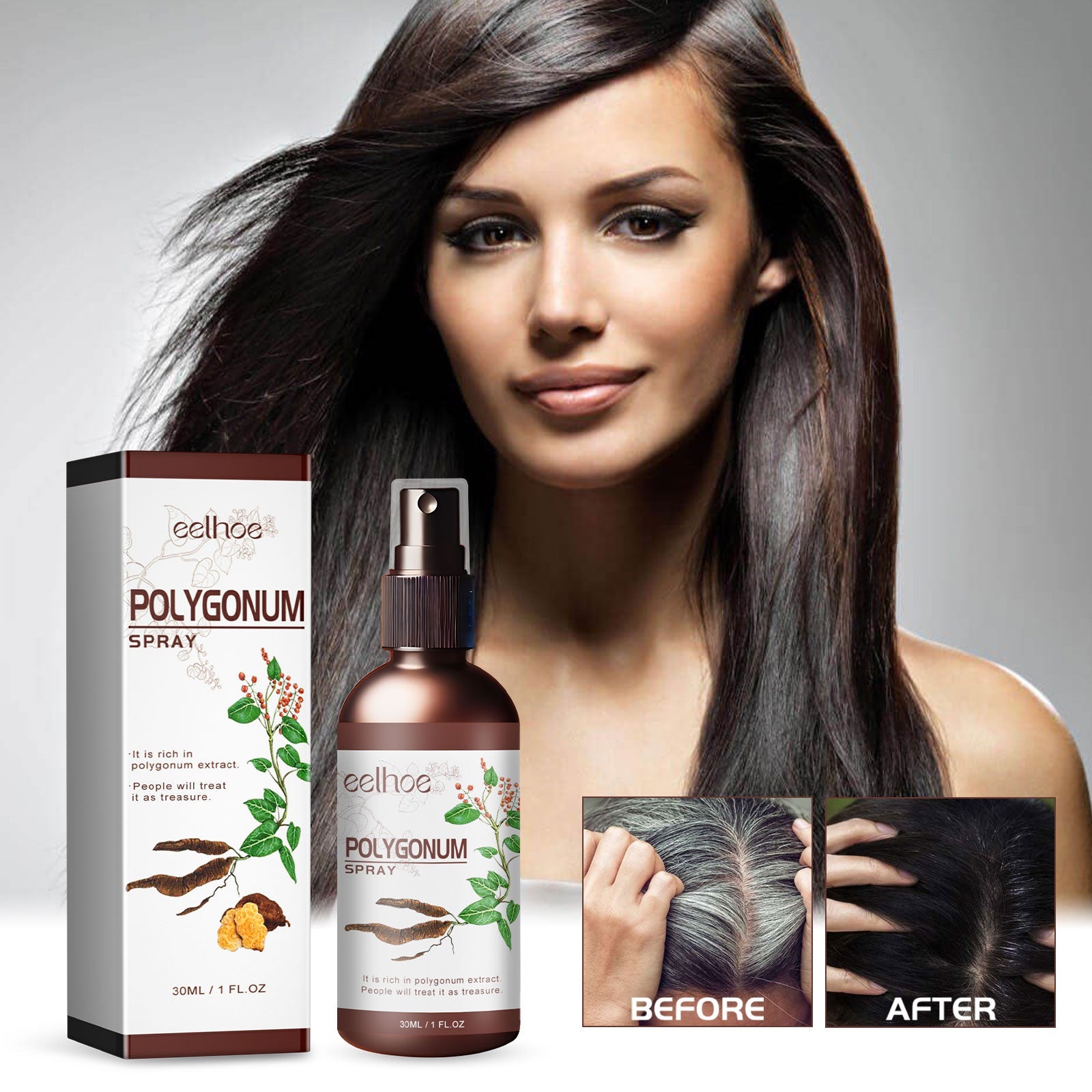 Polygonum Spray, Moisturizing Hair Smooth Shine Thick Solid Hair Black Hair Conditioning Spray - Korvel