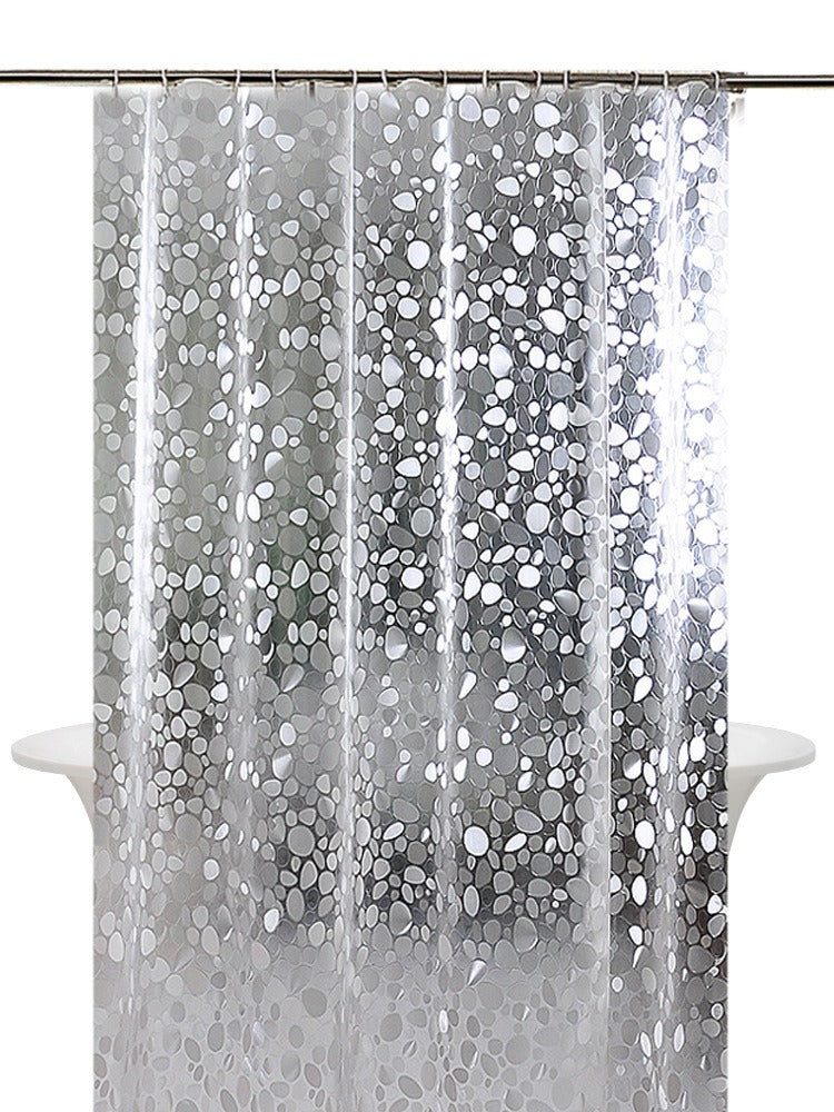 3D Water Cube Shower Curtain, Silk Pattern Waterproof Bathroom Partition Curtain, Cobblestone Curtain - Korvel