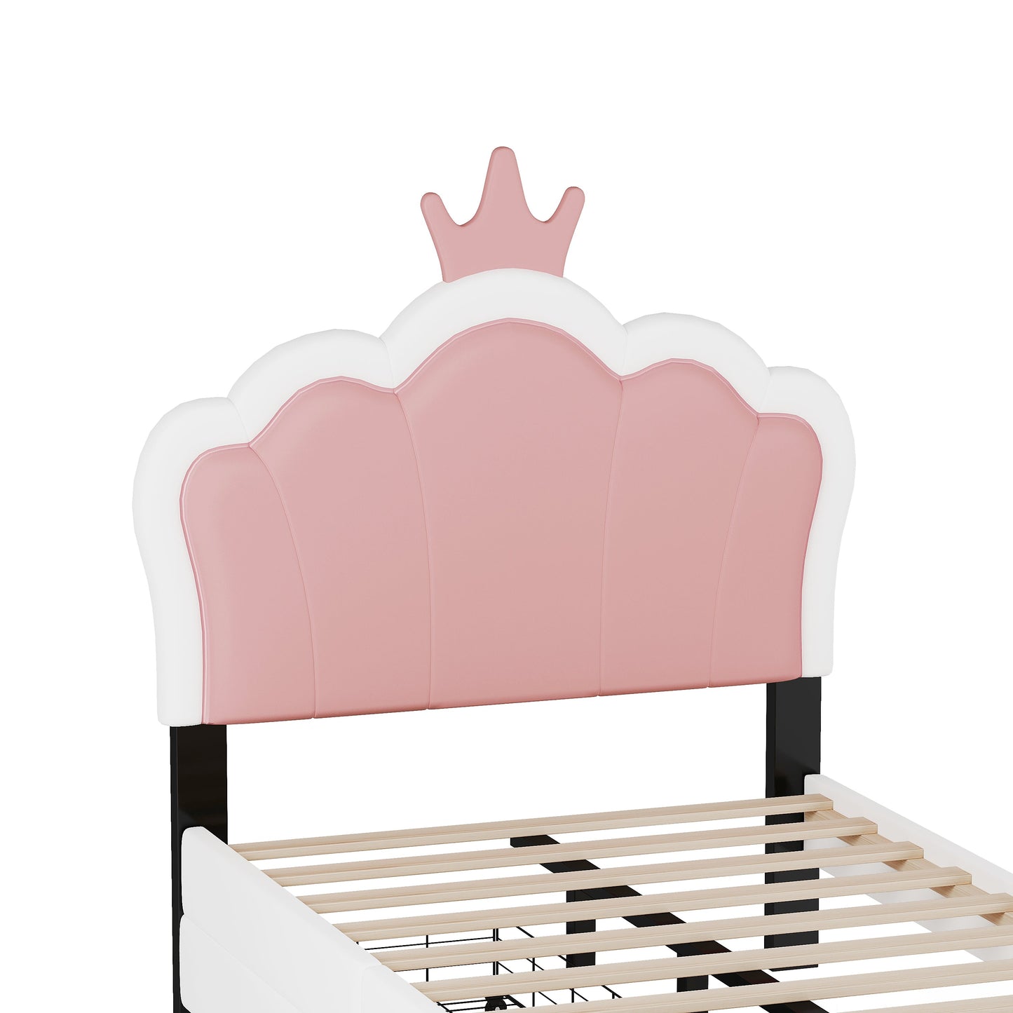 Twin Size Upholstered Princess Bed with Crown Headboard
