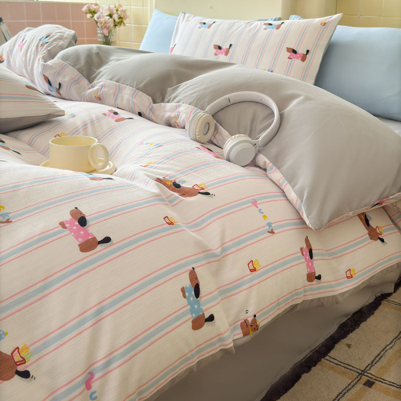 Juego de Ropa de Cama Jacquard de Cuatro Piezas de Doble Gasa