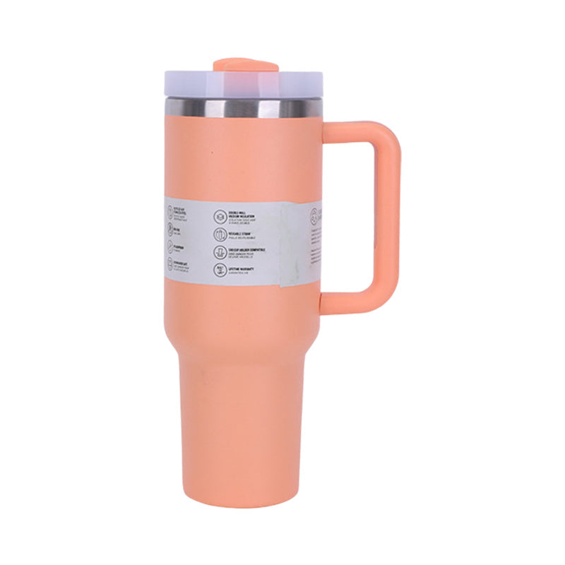 40 oz Insulated Tumbler with Straw, Handle & Lid – Stainless Steel, Hot & Cold Drinks, Fits Car Cup Holders - Korvel