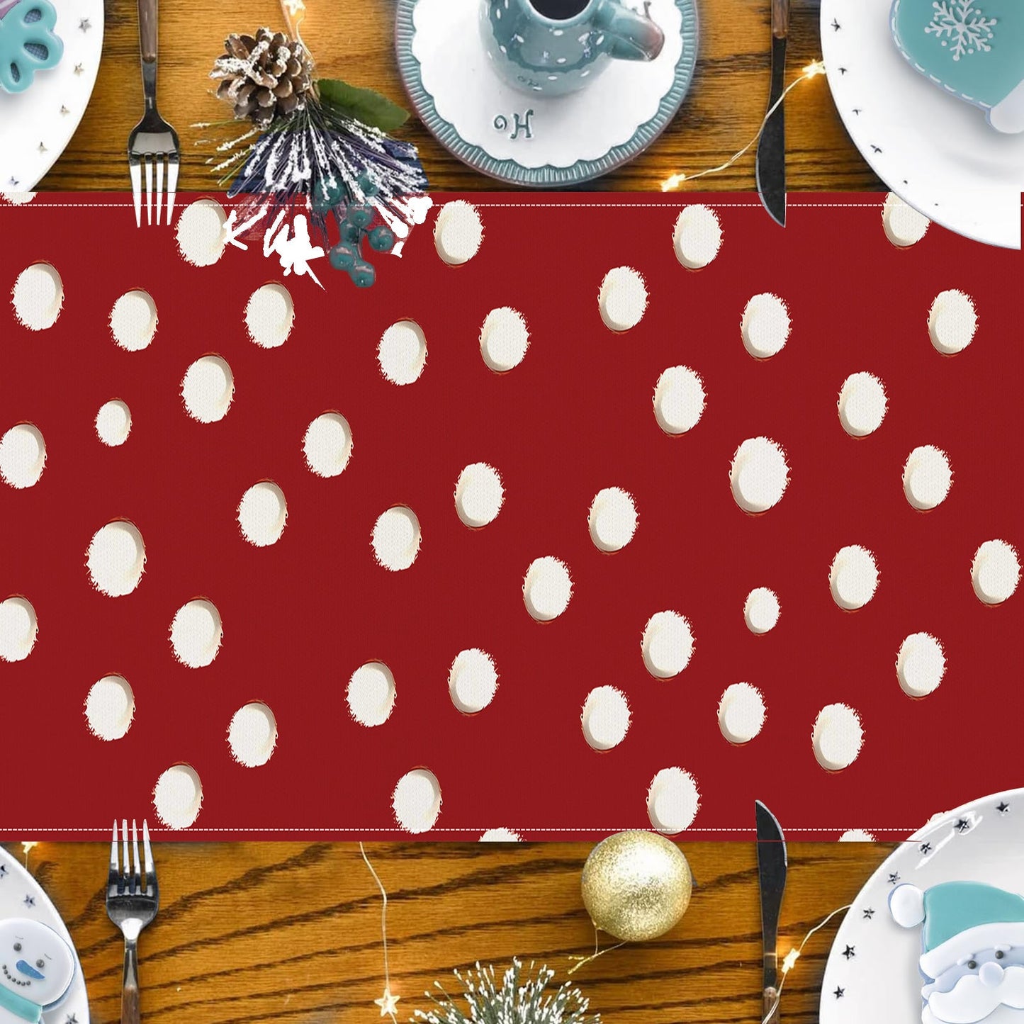 Christmas Reindeer Tablecloth with Snowflakes Design